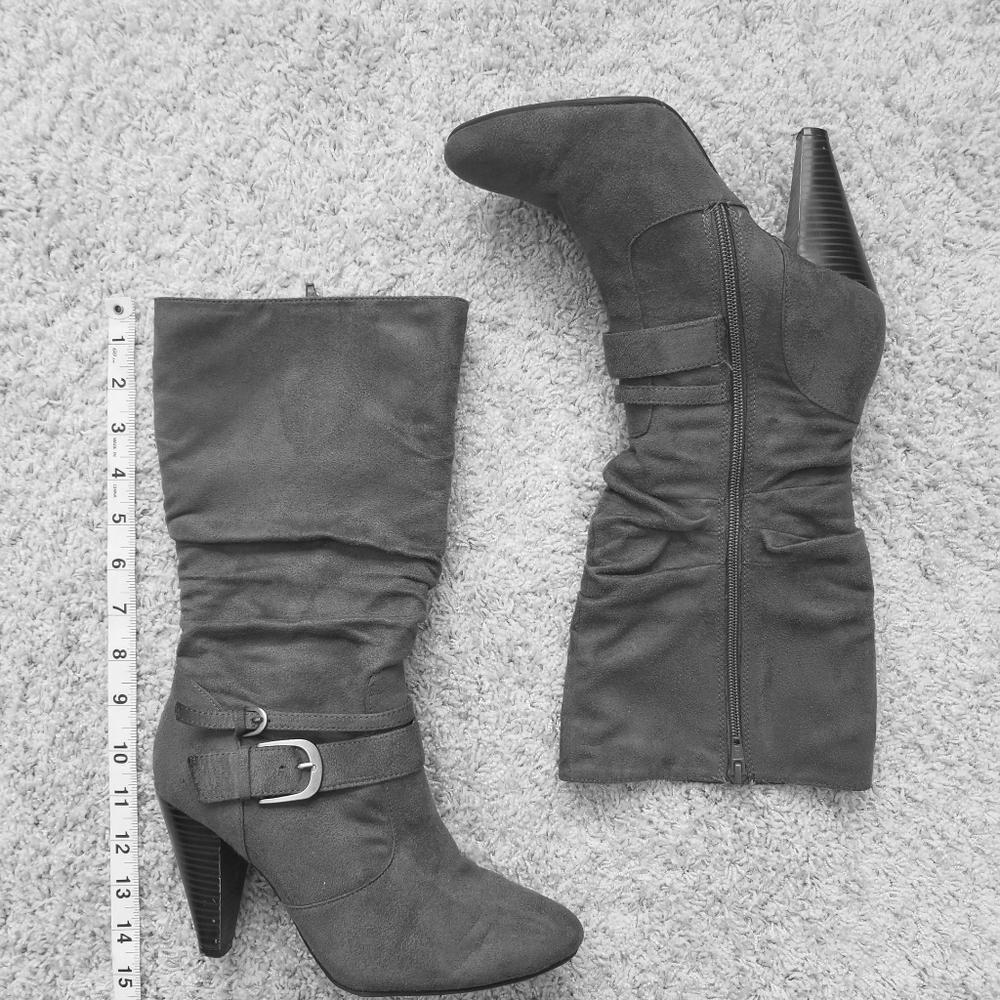 Apt 9 Like Suede Grey Slouch Boots Size 8.5